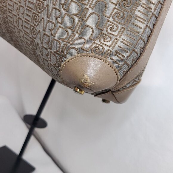 Pierre Cardin Tan Shoulder Bag Double Handle Zip Closer Geometric One Size - Picture 7 of 16